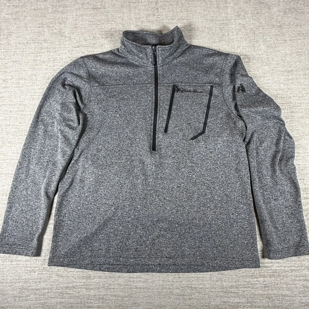 NEW Eddie Bauer 1/4 Zip L/S Pullover Mens L Gray First Ascent Performance Top